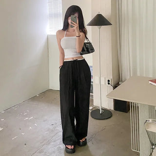 Y2K Summer Ribbon Halter Neck Cropped Layered Sleeveless