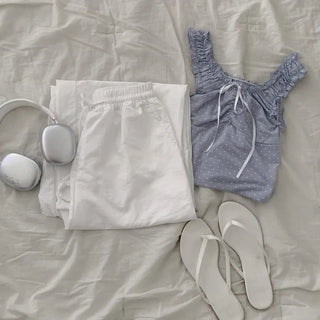 String 2-Way Nylon Wide Pants