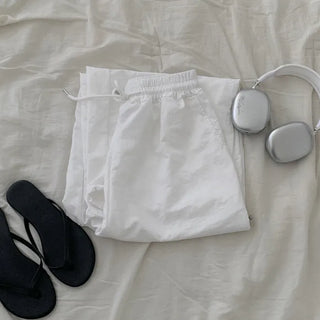 String 2-Way Nylon Wide Pants