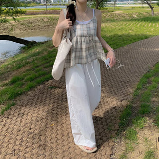 String 2-Way Nylon Wide Pants
