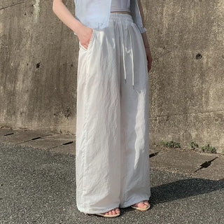 String 2-Way Nylon Wide Pants