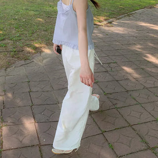 String 2-Way Nylon Wide Pants