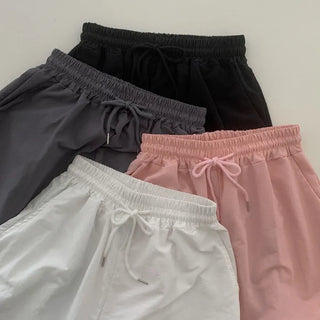 String 2-Way Nylon Wide Pants