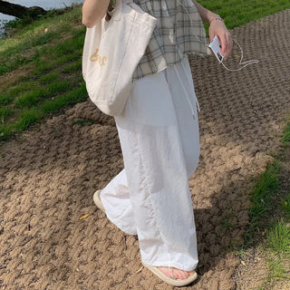 String 2-Way Nylon Wide Pants