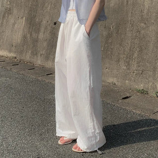 String 2-Way Nylon Wide Pants