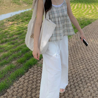 String 2-Way Nylon Wide Pants