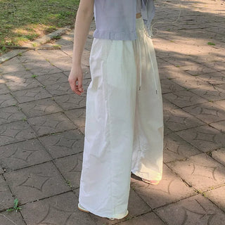 String 2-Way Nylon Wide Pants