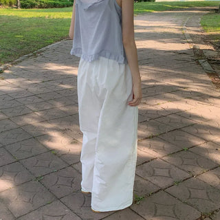 String 2-Way Nylon Wide Pants