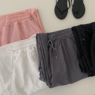 String 2-Way Nylon Wide Pants