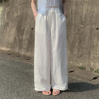 String 2-Way Nylon Wide Pants