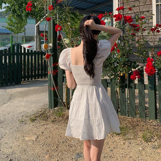 Flower Punching Puff Mini Dress