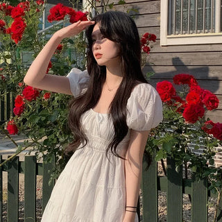 Flower Punching Puff Mini Dress