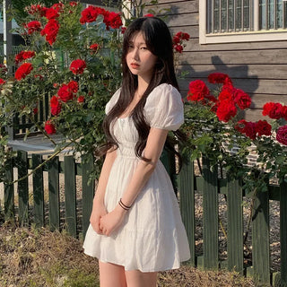 Flower Punching Puff Mini Dress