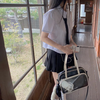 [Belt set/Pants-style lining included] Pleated mini A-line belted cotton skirt