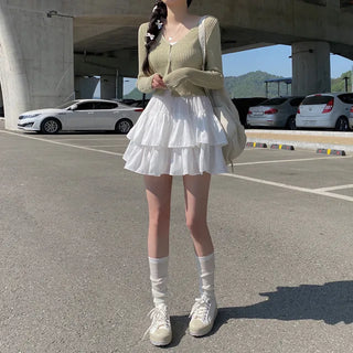 V-neck sheer knit cropped cardigan