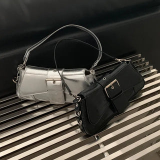 2-Way Silver Mini Leather Cross Shoulder Bag