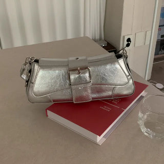2-Way Silver Mini Leather Cross Shoulder Bag