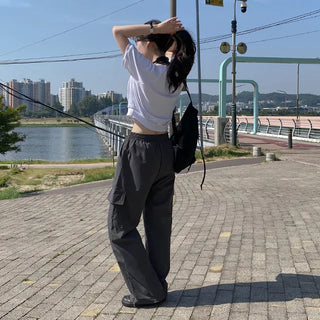 Summer Wide Elastic Training 2-Way Jogger String Cargo Pants