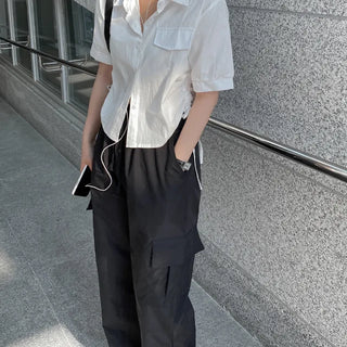 Summer Wide Elastic Training 2-Way Jogger String Cargo Pants