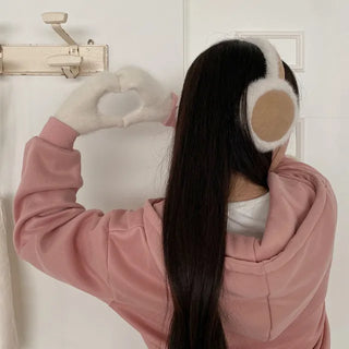 Wool fur pink gloves