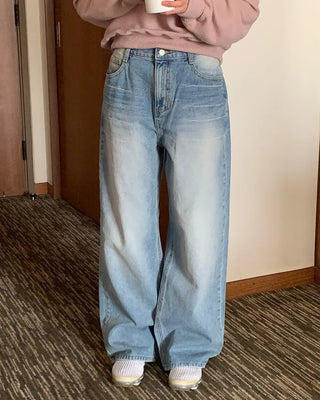Wide denim pants