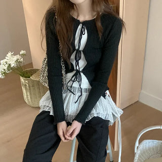 Ribbed Ribbon Knit Cardigan