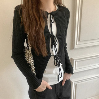 Ribbed Ribbon Knit Cardigan