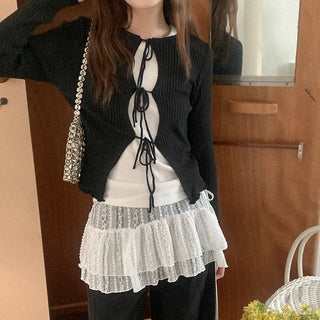 Ribbed Ribbon Knit Cardigan