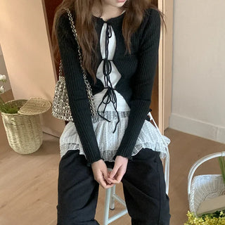 Ribbed Ribbon Knit Cardigan
