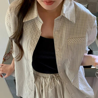 Checkered Oversized Layered Basic Shirt