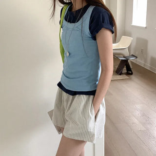 Cotton color sleeveless top