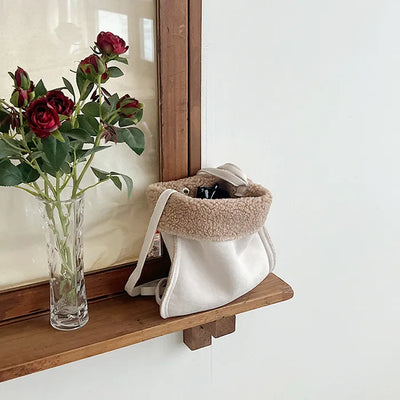 Fluffy fur suede mini bag