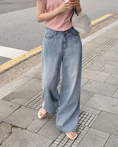 Summer wide denim pants