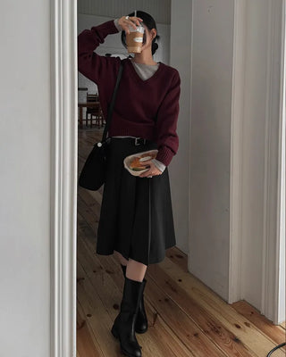 Pleated midi skirt