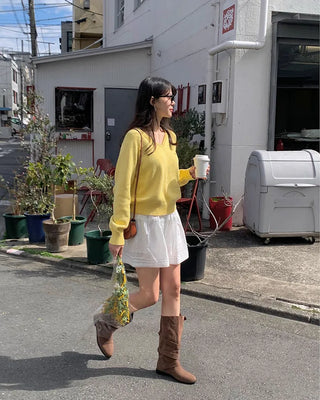 (6 colors) High-quality cotton V-neck knit