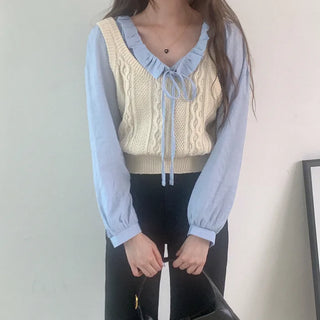 Ribbon knit bustier