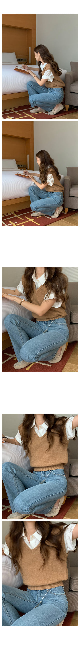 V-neck knit vest (9 colors)