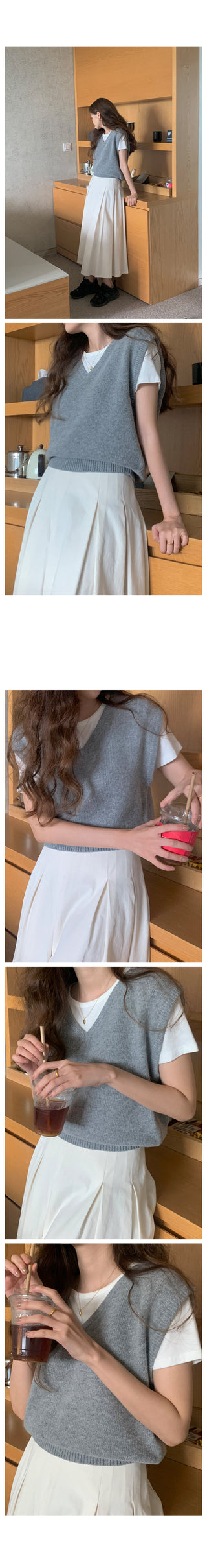 V-neck knit vest (9 colors)