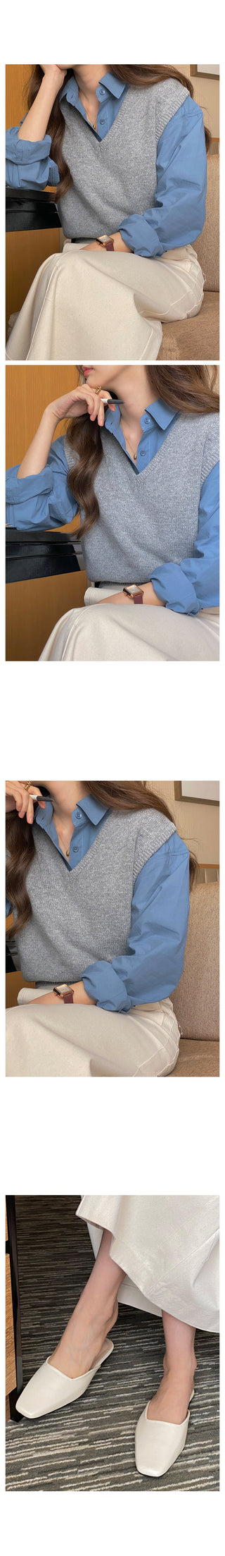 V-neck knit vest (9 colors)