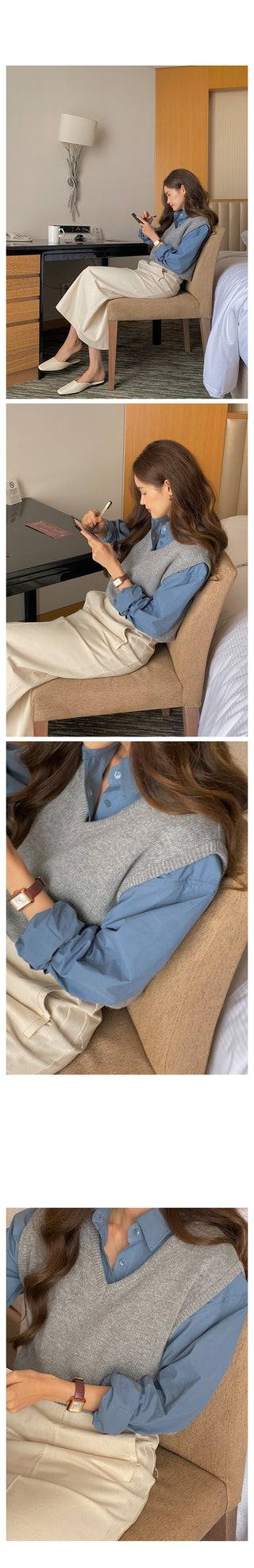 V-neck knit vest (9 colors)