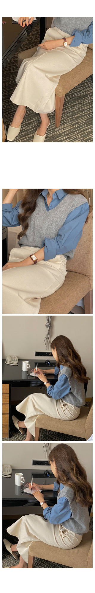 V-neck knit vest (9 colors)