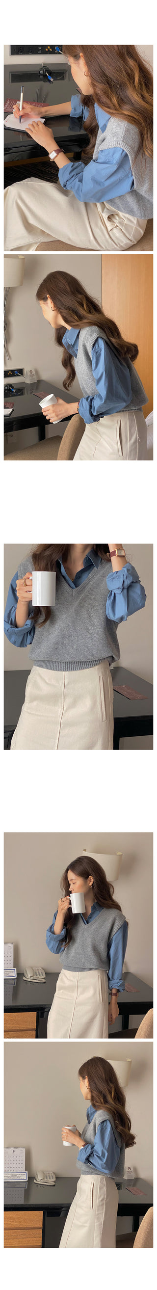 V-neck knit vest (9 colors)