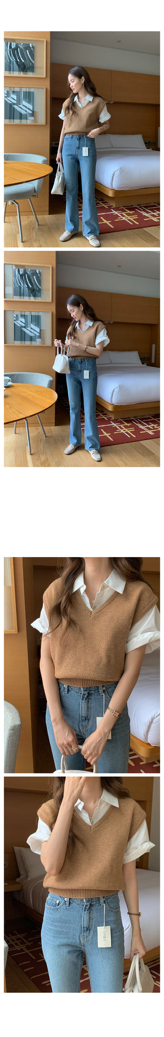 V-neck knit vest (9 colors)