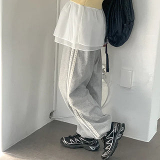 Race track pants with elastic waistband
