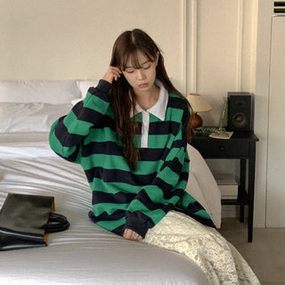 Fleece-lined striped sweatshirt