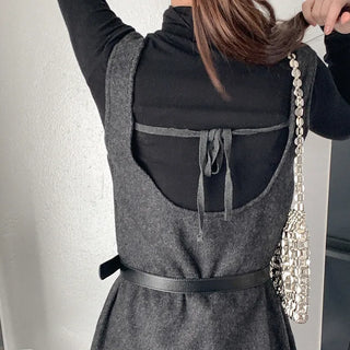 Fleece-lined ribbon midi dress