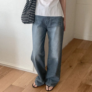 Striped denim pants
