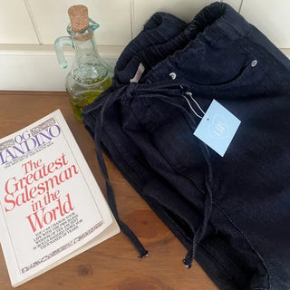 Linen non-faded ribbon denim pants