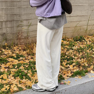 Velour ribbed fleece-lined elastic waist pants