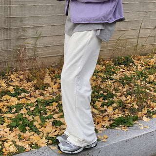 Velour ribbed fleece-lined elastic waist pants